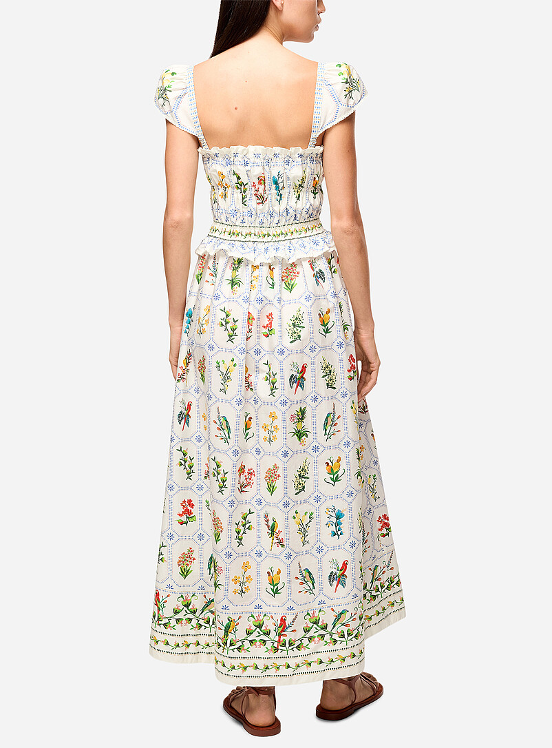 Birds and flowers porcelain white maxi dress product image 3