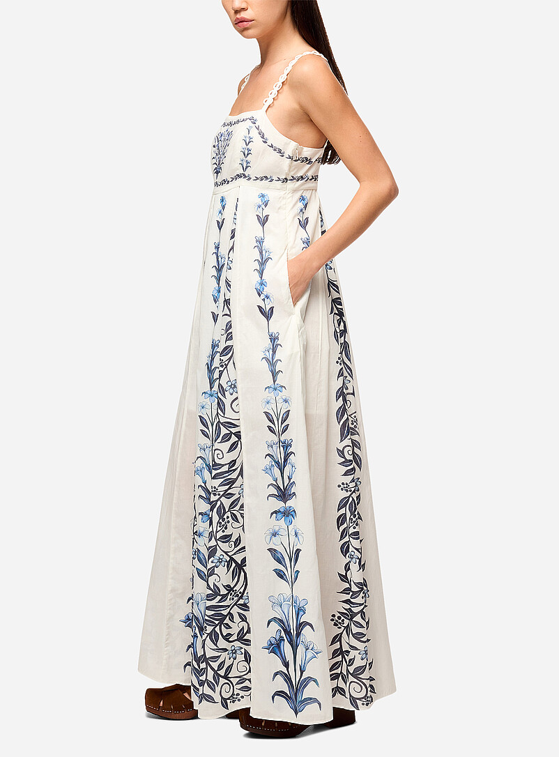 Blue flowers deep pleating maxi dress product image 2