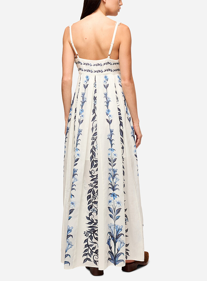 Blue flowers deep pleating maxi dress product image 3