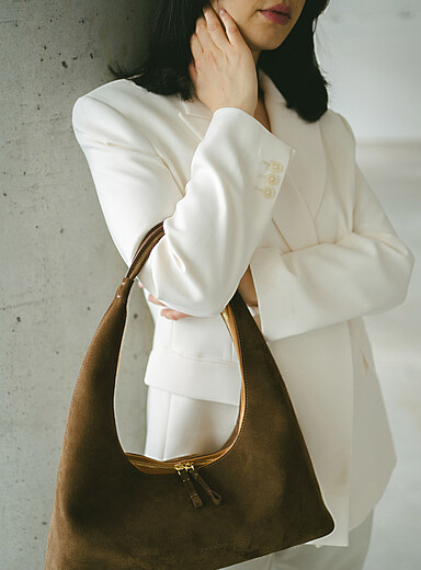 Riviera Hobo chocolate brown suede bag