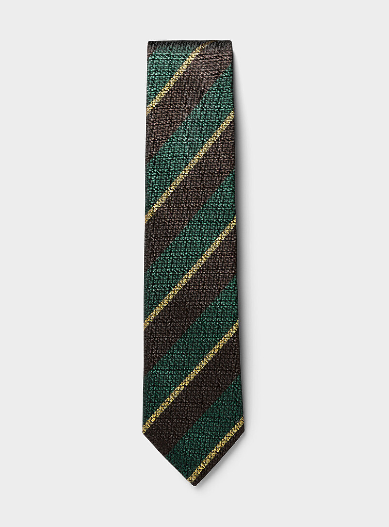 Green and brown striped tie Exclusive collection from Italy product image (primary)