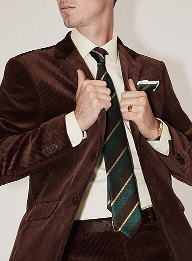 Green and brown striped tie <b>Exclusive collection from Italy</b>