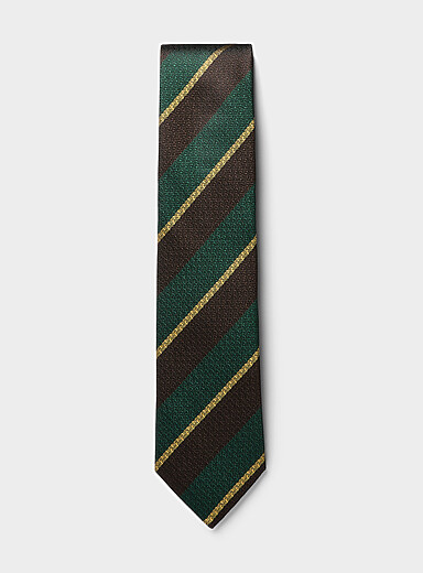 Green and brown striped tie <b>Exclusive collection from Italy</b>