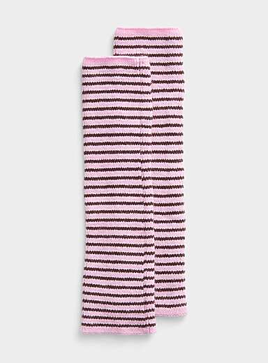 Striped ribbed long wrist warmers