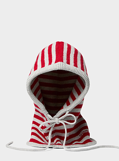 Striped ribbed balaclava