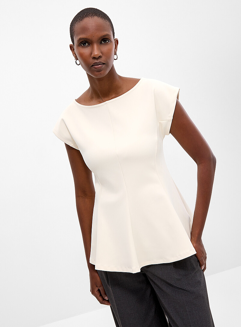Neoprene peplum T-shirt | Contemporaine | Women's Short-Sleeve T