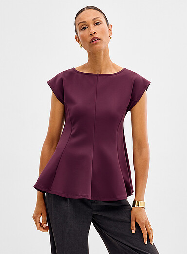 Contemporaine: Le t-shirt basque n&eacute;opr&egrave;ne  Raisin - Pourpre fonc&eacute; pour femme