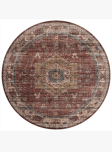 Loloi Patterned Red Anniston round rug Machine washable 182 cm