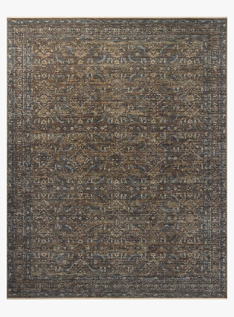 Heritage lagoon blue and tobacco brown indoor rug See available sizes product image 2