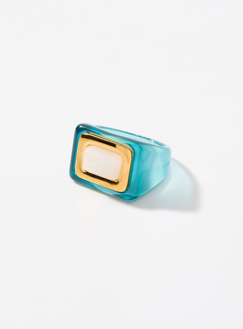 Moonstone turquoise resin ring product image (primary)