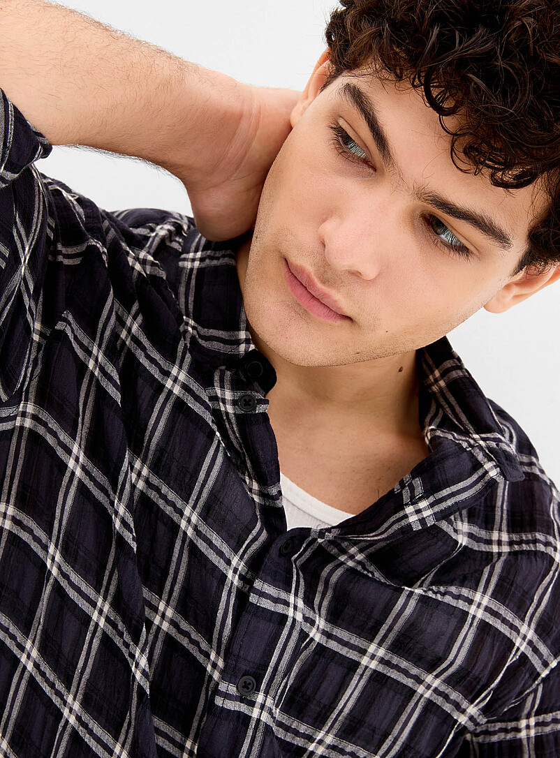 Windowpane check lightweight shirt Imported from Seoul product image 2