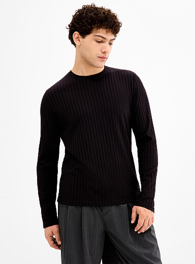 Flat-ribbed jersey T-shirt <b>Imported from Seoul</b>