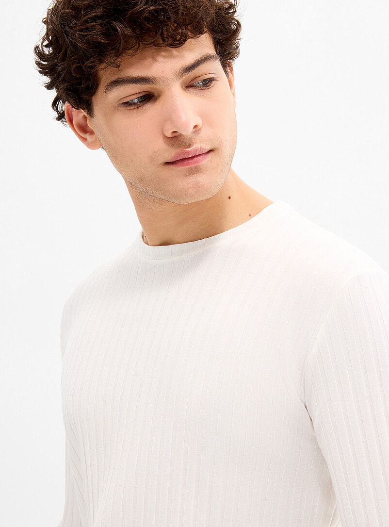 Le 31: Le t-shirt jersey c&ocirc;tes plates <b>Importation de S&eacute;oul</b> Blanc pour homme