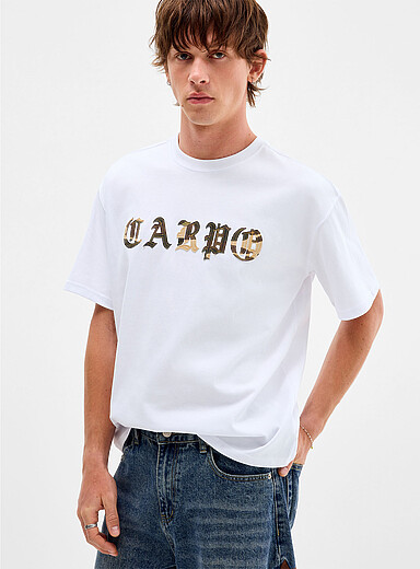 Camo embroidered inscription T-shirt <b>Imported from Seoul</b>