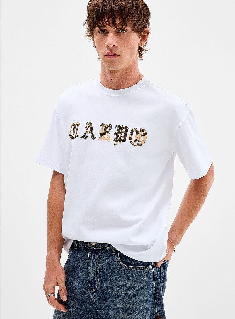 Camo embroidered inscription T-shirt Imported from Seoul product image (primary)