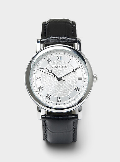 La montre ronde cuir croco