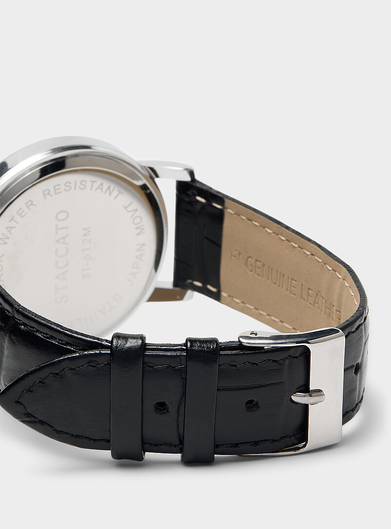 Croc leather round watch product image 2