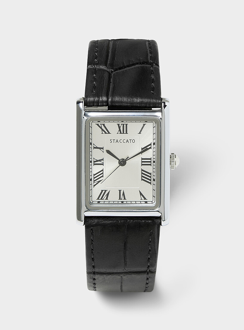 Croc-Band Rectangular Watch