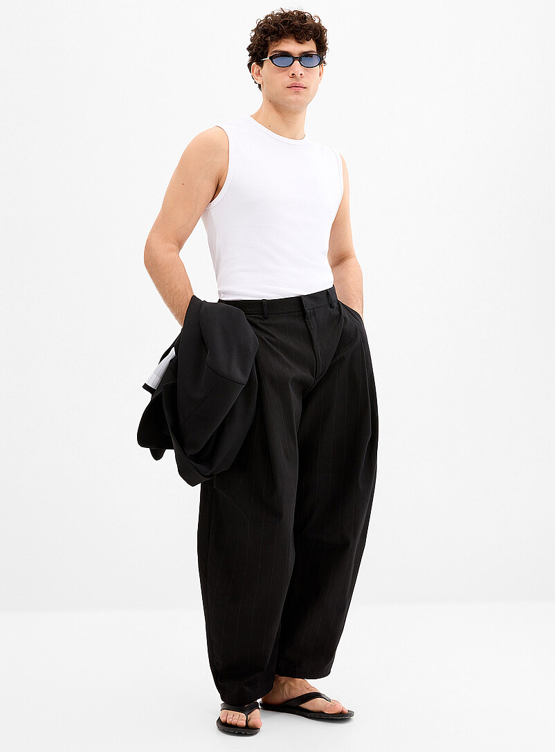 Pinstripe wide-leg pant Loose fit Imported from Seoul product image (primary)