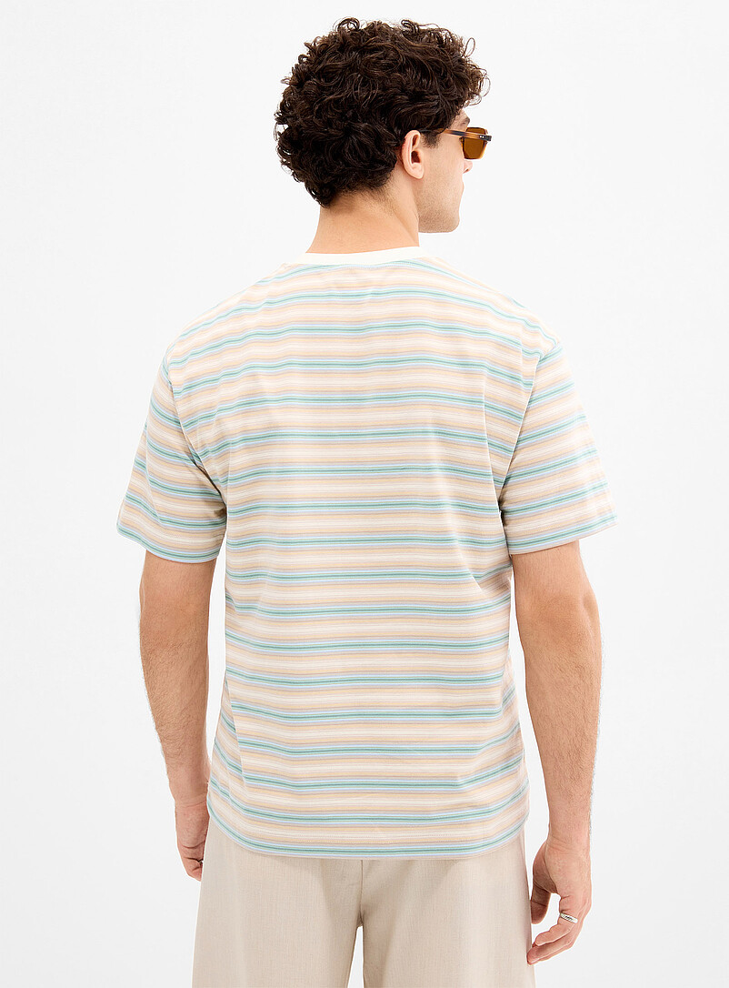 Le 31: Le t-shirt rayures pastel <b>Importation de S&eacute;oul</b> Ivoire assorti pour homme
