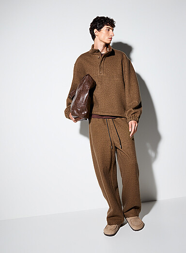Le 31 Brown Wool blend relaxed pant for men