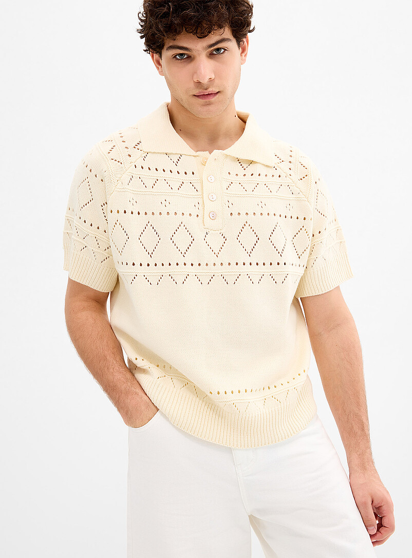 Pointelle diamond knit polo Imported from Seoul product image (primary)