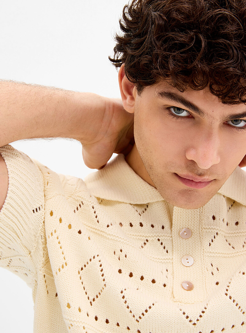 Pointelle diamond knit polo Imported from Seoul product image 2