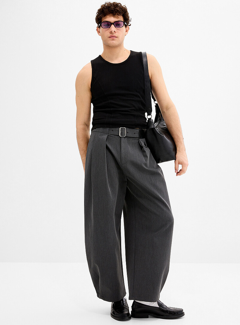 Belted pleated pant Barrel fit Imported from Seoul product image (primary)