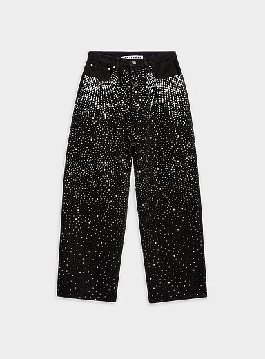 Le jean noir strass Coupe ballon <b>Importation de S&eacute;oul</b>