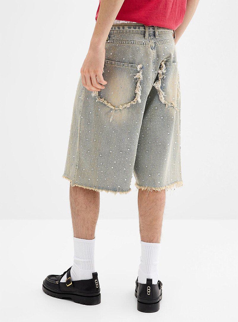 Baggy distressed rhinestone jort Imported from Seoul product image 3