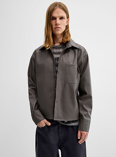 Djab: La surchemise effet cuir <b>Importation de S&eacute;oul</b> Gris pour homme