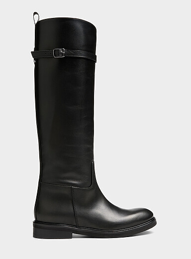 Simons: La botte cavali&egrave;re cuir fine ceinture <b>Collection exclusive d'Italie</b> Femme Noir pour femme