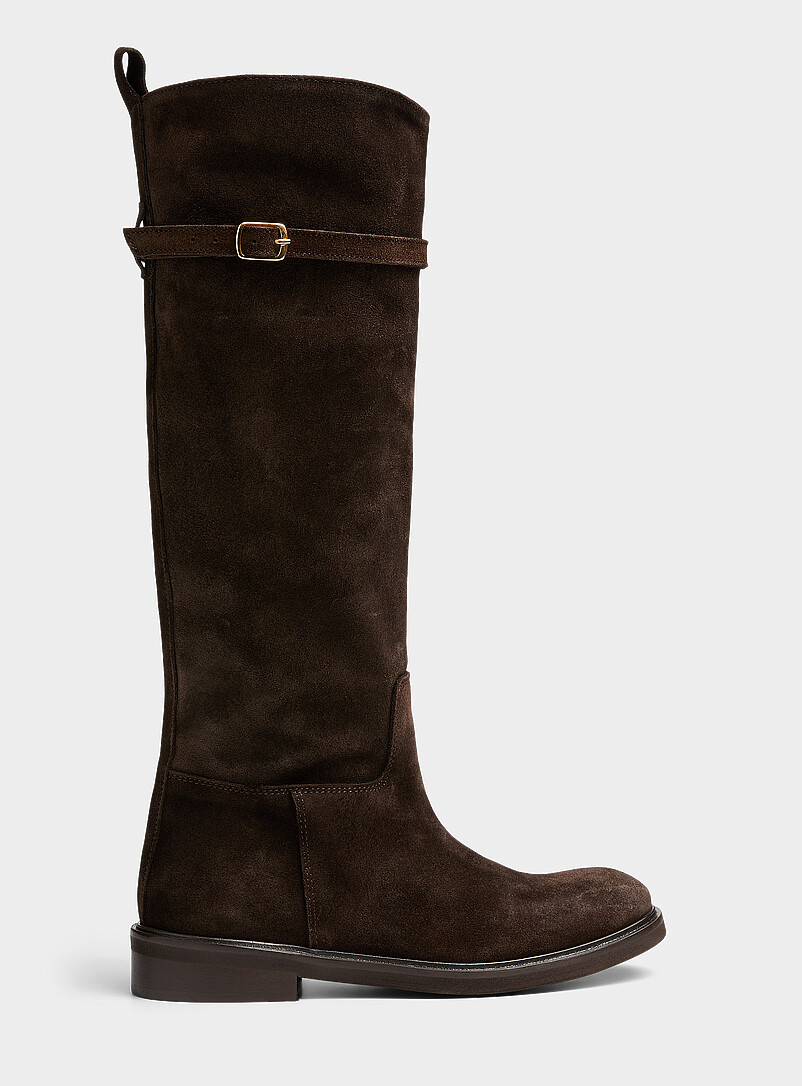 Thin belt suede riding boots Exclusive collection from Italy Women product image (primary)