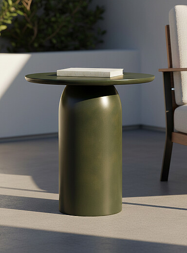 La table ronde en b&eacute;ton vert olive Int&eacute;rieur et ext&eacute;rieur