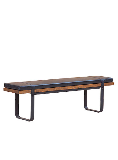 Brooklyn wood and faux-leather bench