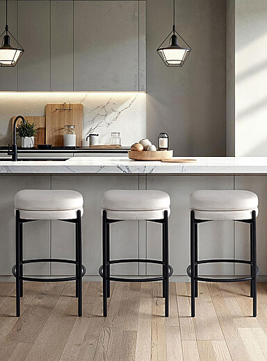 Nina boucl&eacute; fabric stools Set of 2