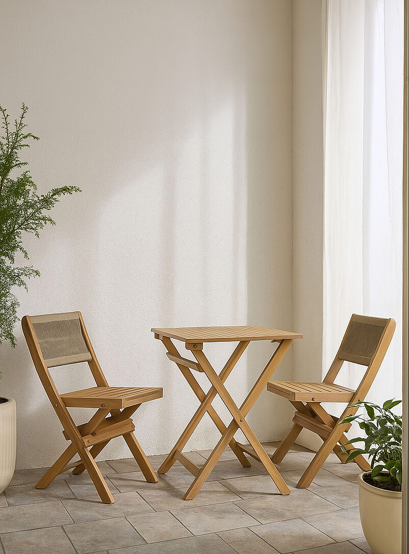 Acacia wood outdoor table and chairs set Indoor and outdoor product image (primary)