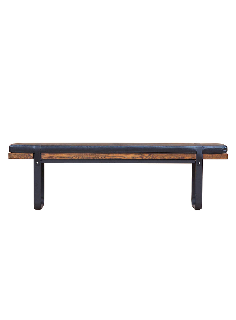 Brooklyn wood and faux-leather bench product image 2