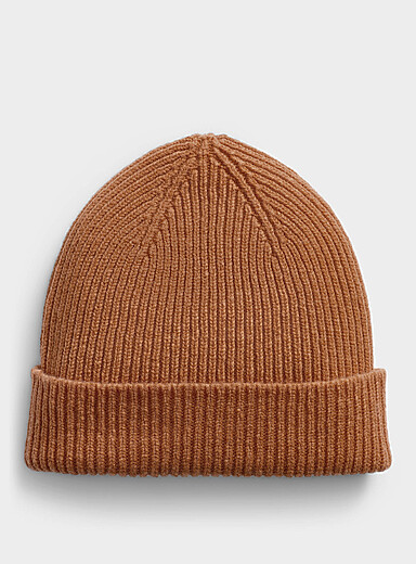 Pure wool ribbed cuff tuque