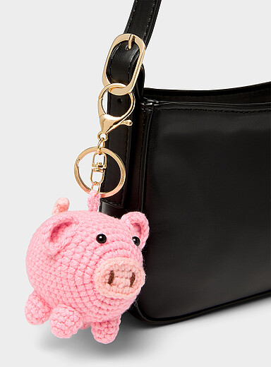 Little pig crocheted charm keychain