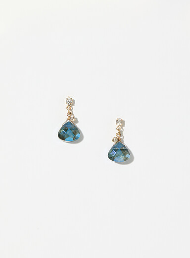 Oval stone pendant earrings
