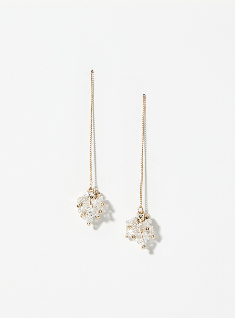 Gemstone And Chain Long Earrings