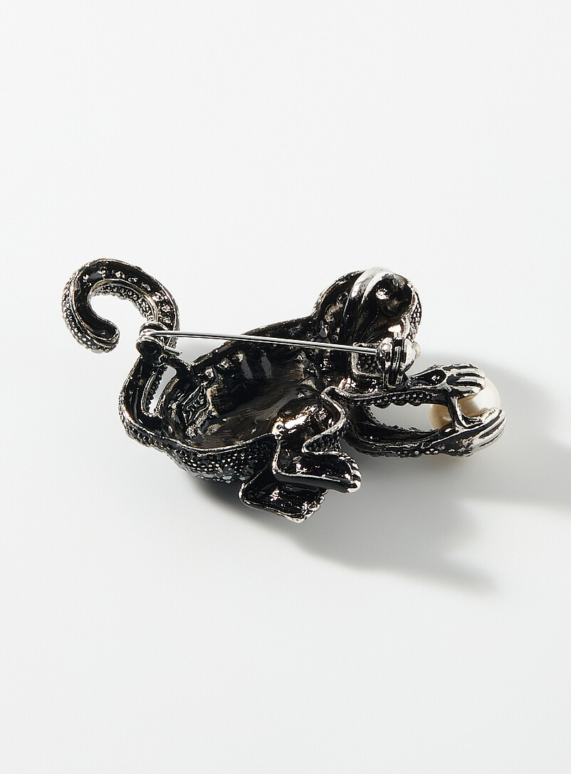 Shimmery monkey with pearl brooch product image 2