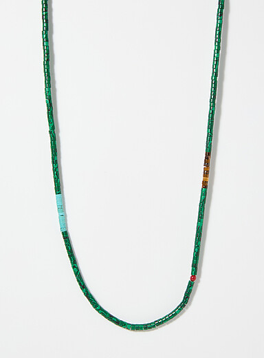 Nialaya: Le collier disques pierres naturelles Vert pour homme