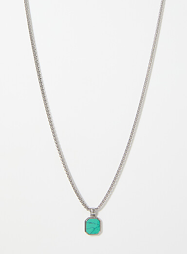 Nialaya: Le collier pendentif pierre turquoise Argent pour homme