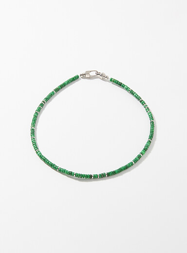Malachite disc double-wrap bracelet