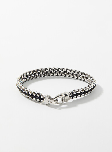 Le bracelet maille v&eacute;nitienne et corde noire