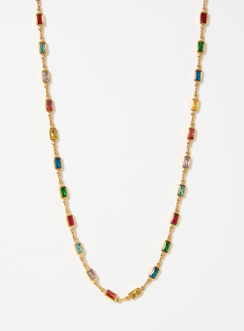 Colourful rectangular stone necklace product image (primary)