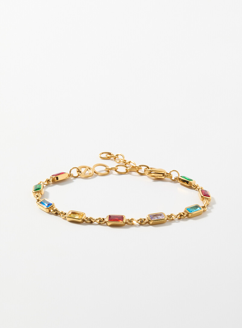 Colourful rectangular stone bracelet product image (primary)