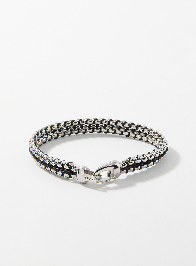 Venetian link and black cord bracelet product image (primary)